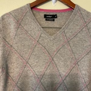 Celio Women’s Medium  Cashmere V neck Sweater Gray Academia